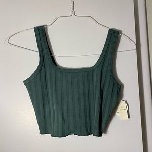 Aerie Offline Crop Top in Forest Green